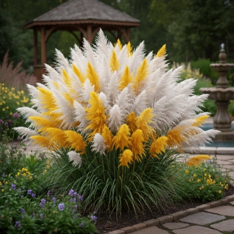 Iarbă De Pampas Bicolor - Alb si Galben