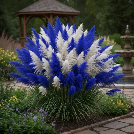 Iarbă De Pampas Bicolora - Alb si Albastru