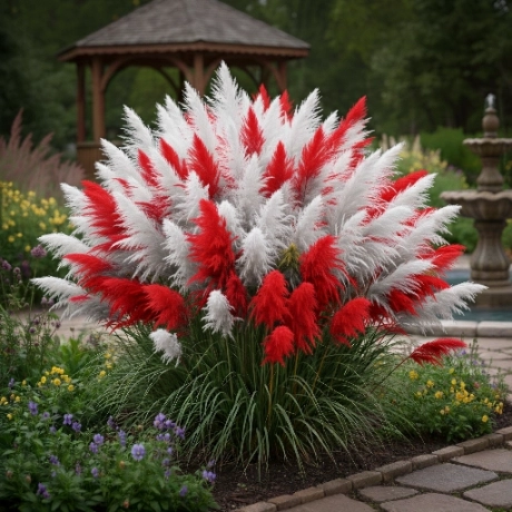 Iarbă De Pampas Bicolora - Alb si Rosu