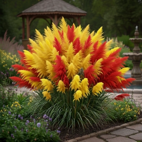 Iarbă de pampas bicolora - Galben si Rosu