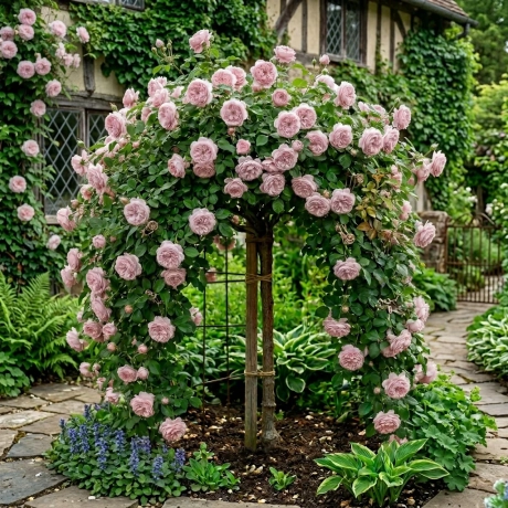 Trandafir Plangator Roz Deschis  La Ghiveci