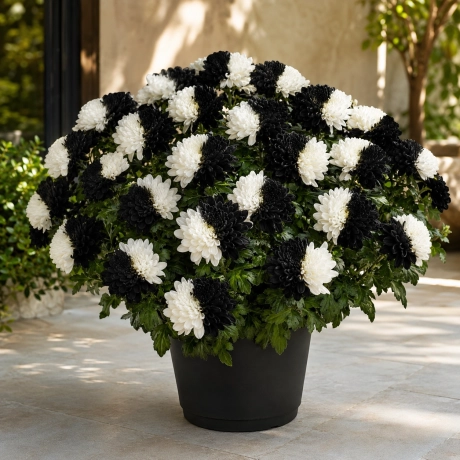 Crizantema Bicolora Black & White Elegance