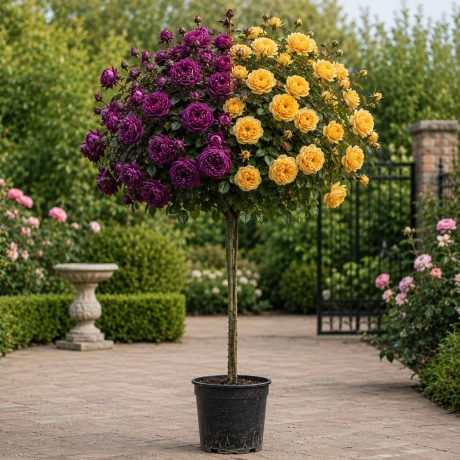 Trandafir Pomisor Altoit - Violet cu Galben