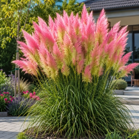 Iarba Pampas Pink Lime la Ghiveci