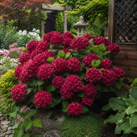 Hortensia macrophylla Red Miss Hepburn la Ghiveci