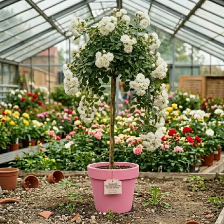 Trandafir Pomisor Curgator Alb la Ghiveci