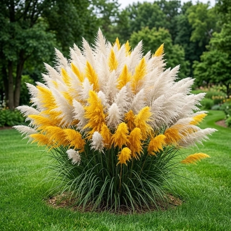 Iarbă De Pampas Bicolor - Alb si Galben