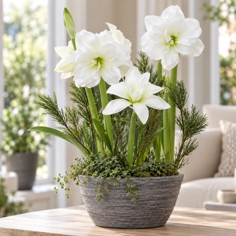 Bulbi de Amaryllis - Hippeastrum White Peacock