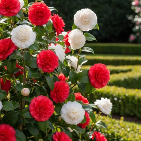 Camelia Japonica Bicolor Rosu cu Alb la Ghiveci