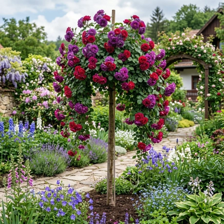 Trandafir Pomisor Plangator Violet si Rosu la Ghiveci