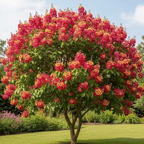Lagerstroemia Indica - Liliacul Indian Bicolor Rosu Cu Galben la Ghiveci