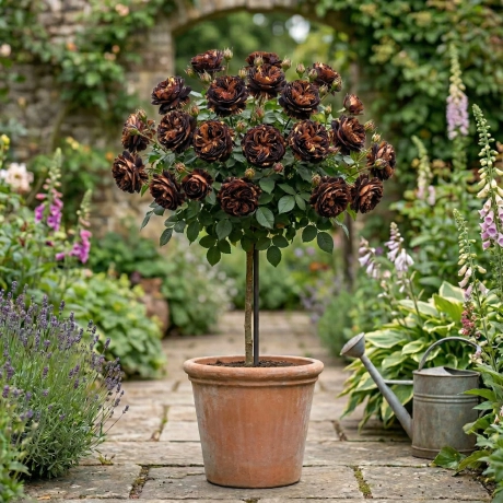 Trandafir Pomisor Negru Cu Galben - La Ghiveci