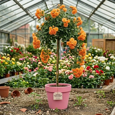 Trandafir Pomisor Portocaliu Plangator la Ghiveci