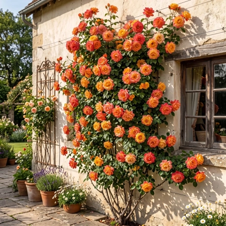 Trandafir urcator Orange Red - la Ghiveci